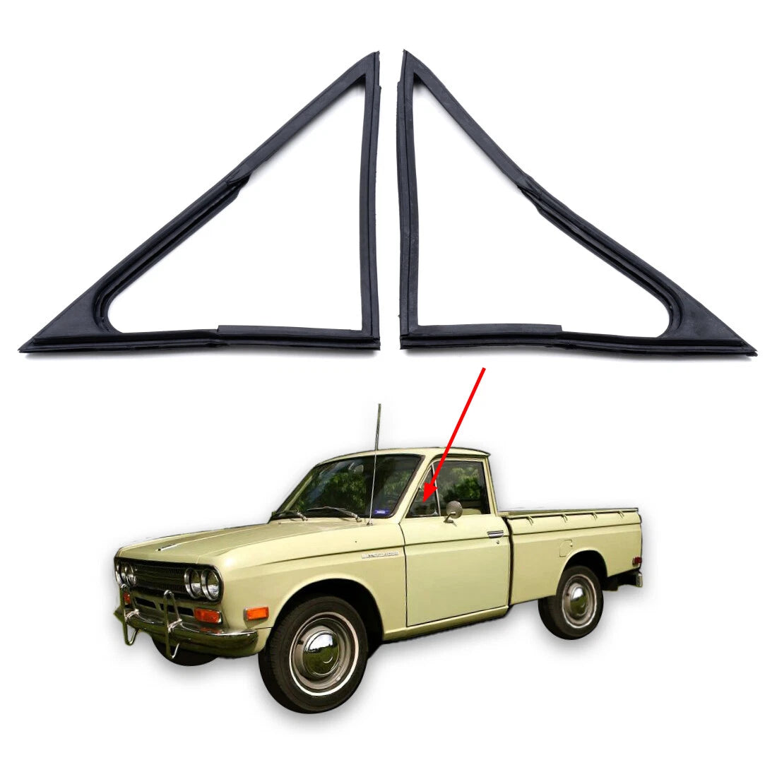 Door Vent Rubber Weatherstrip x2 for Nissan Datsun 1300 520/521 Ute 1965-1972