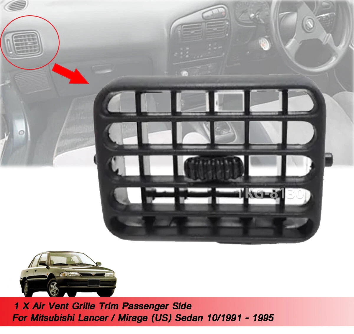 Air Vent Trim Passenger Side for Mitsubishi Lancer (1991-1995)