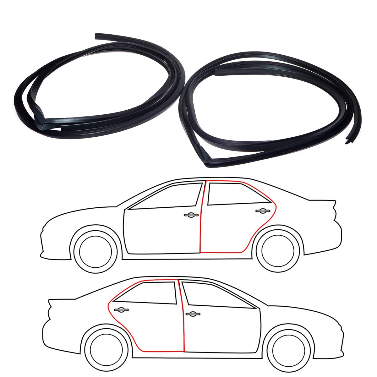 Rear Door Weatherstrip x2 for Nissan Datsun Sunny Sedan B110 1970-1973