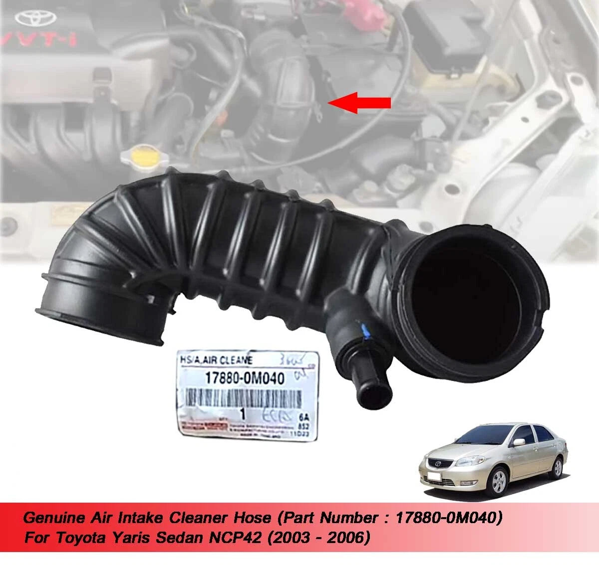 Air Intake Cleaner Hose for Toyota Yaris Sedan (2003-2006)
