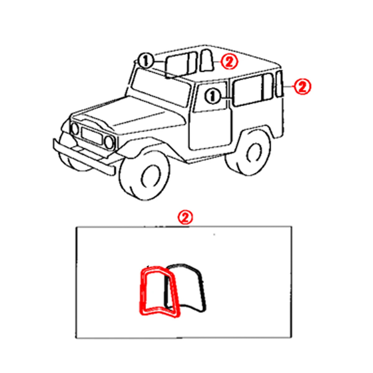 Rear Side Window Corner Weatherstrip for Toyota Land Cruiser J40 BJ46 HJ47 1969-1986