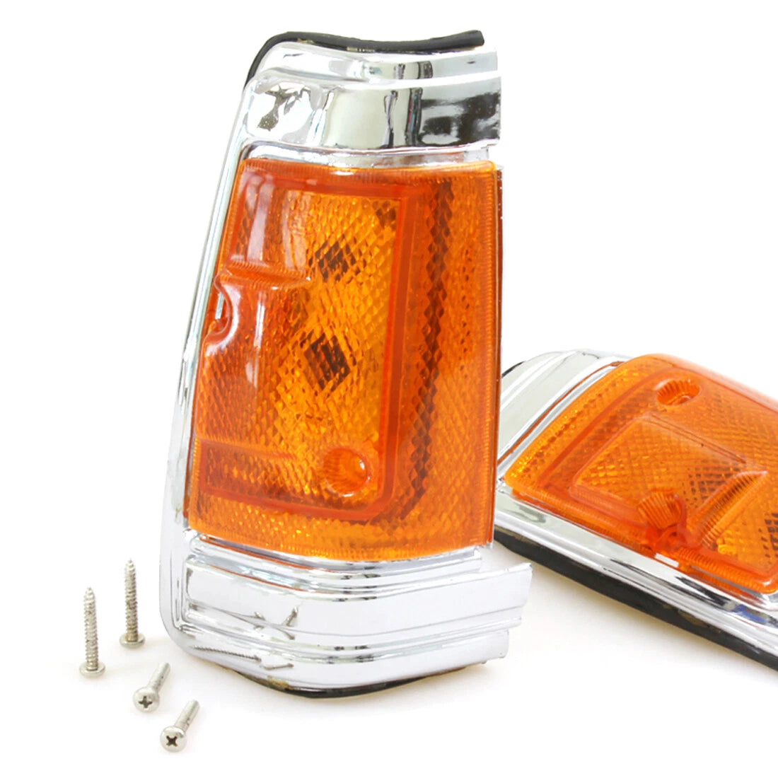 Front Signal Lights Chrome x2 for Nissan Datsun 720 1980-1989