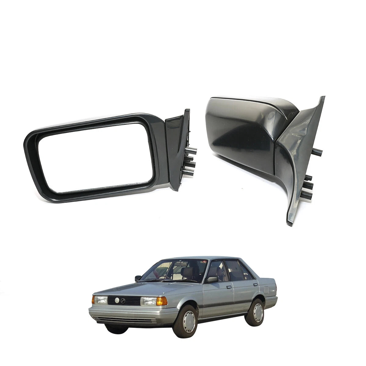 Black Door Mirror x2 for Nissan Sunny Sentra B1x2 E Hatchback 1985-1990