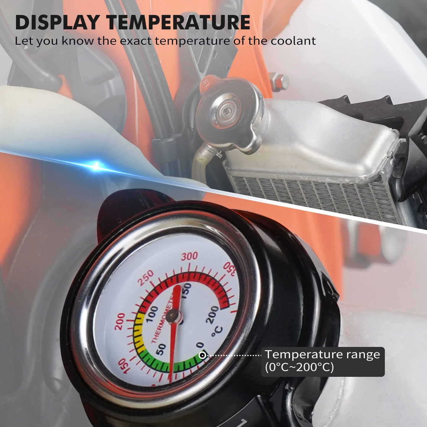 1.8 Bar Radiator Cap with Temp Gauge for Yamaha Raptor Kodiak Grizzly (2001-2023)