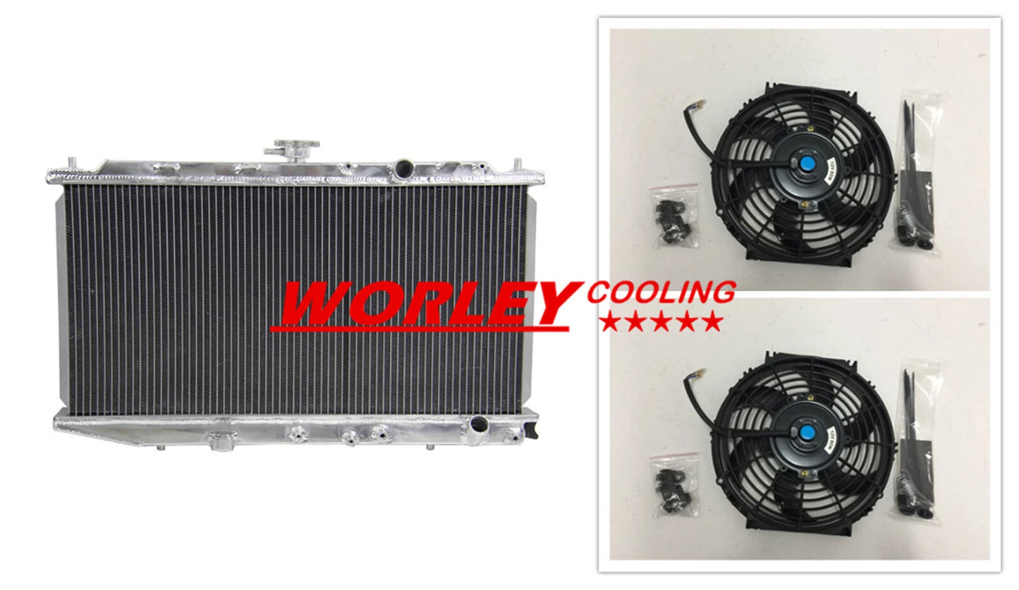 Aluminum Radiator + Fan for Honda Civic ED CRX 1.5/1.6L I4 (1987-1991)