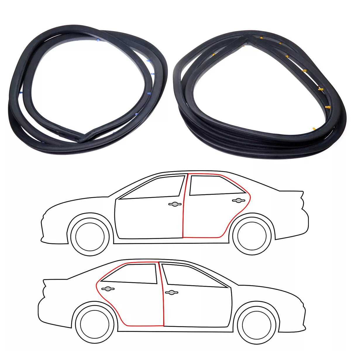 Rear Door Inner Weatherstrip x2 for Nissan Datsun 230/240C/260C 1971-1975