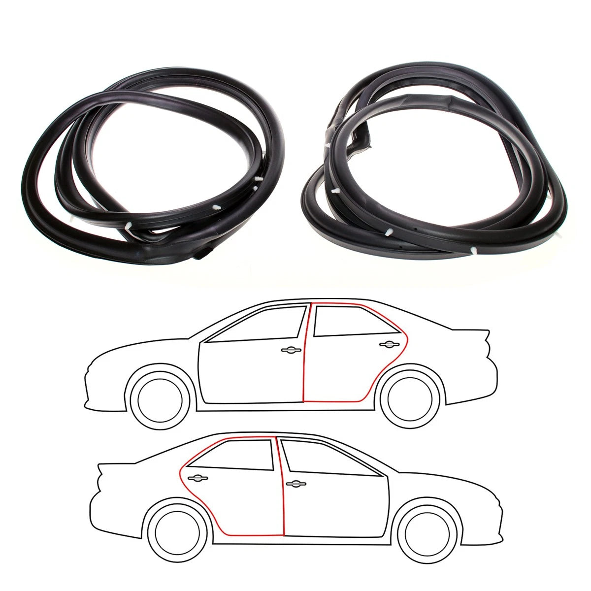 Rear Door Weatherstrip x2 for Mitsubishi Mirage Lancer Colt 4DR 1991-1995