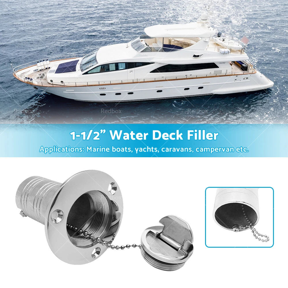 1-1/2" Marine Boat Keyless Water Deck Fill Filler for Polished 316 Stainless Steel