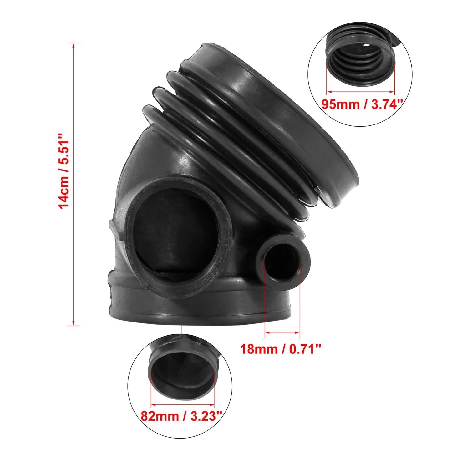Air Intake Hose for BMW 528i 1997-1998 Rubber Tube Black 2 x 13541740931