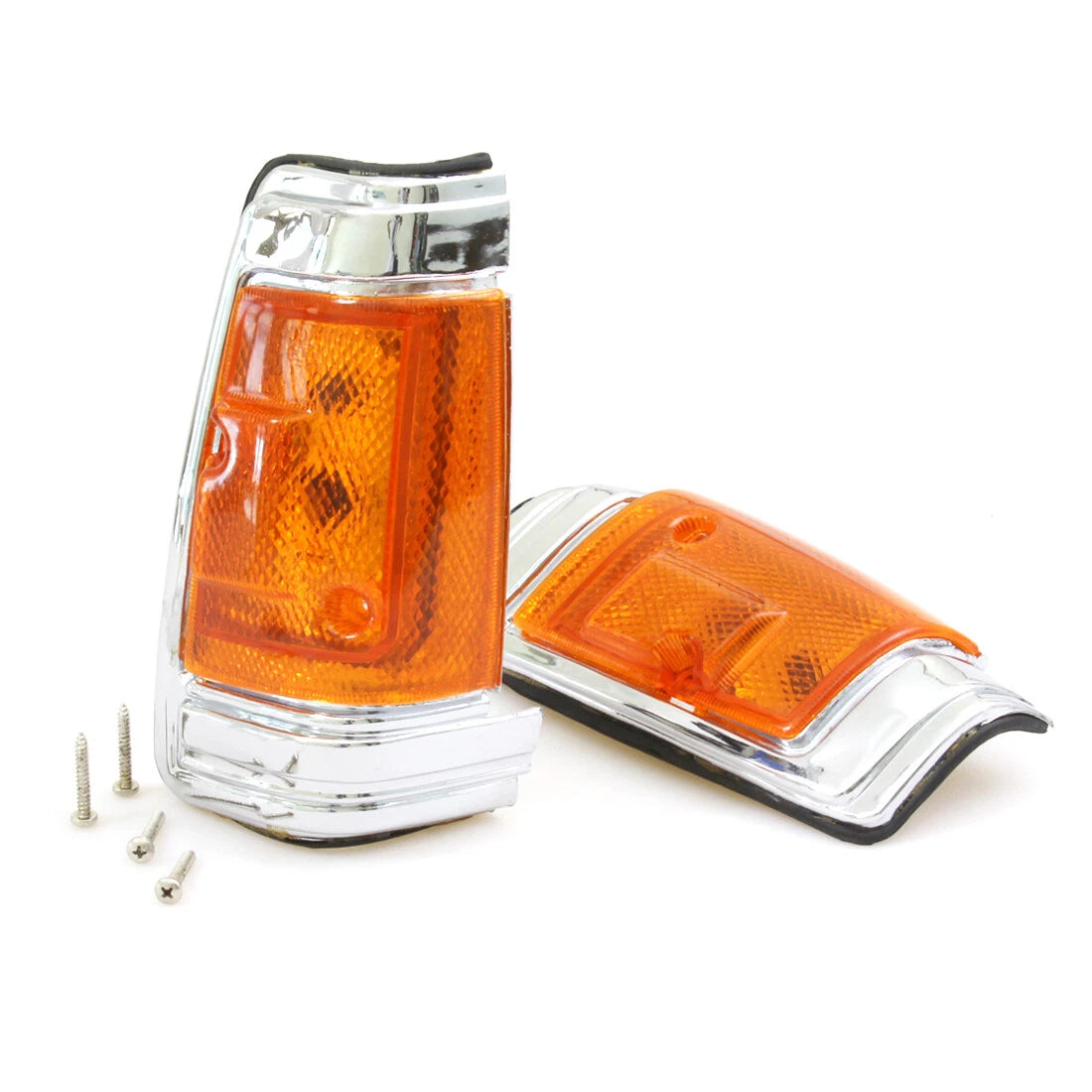 Front Signal Lights Chrome x2 for Nissan Datsun 720 1980-1989