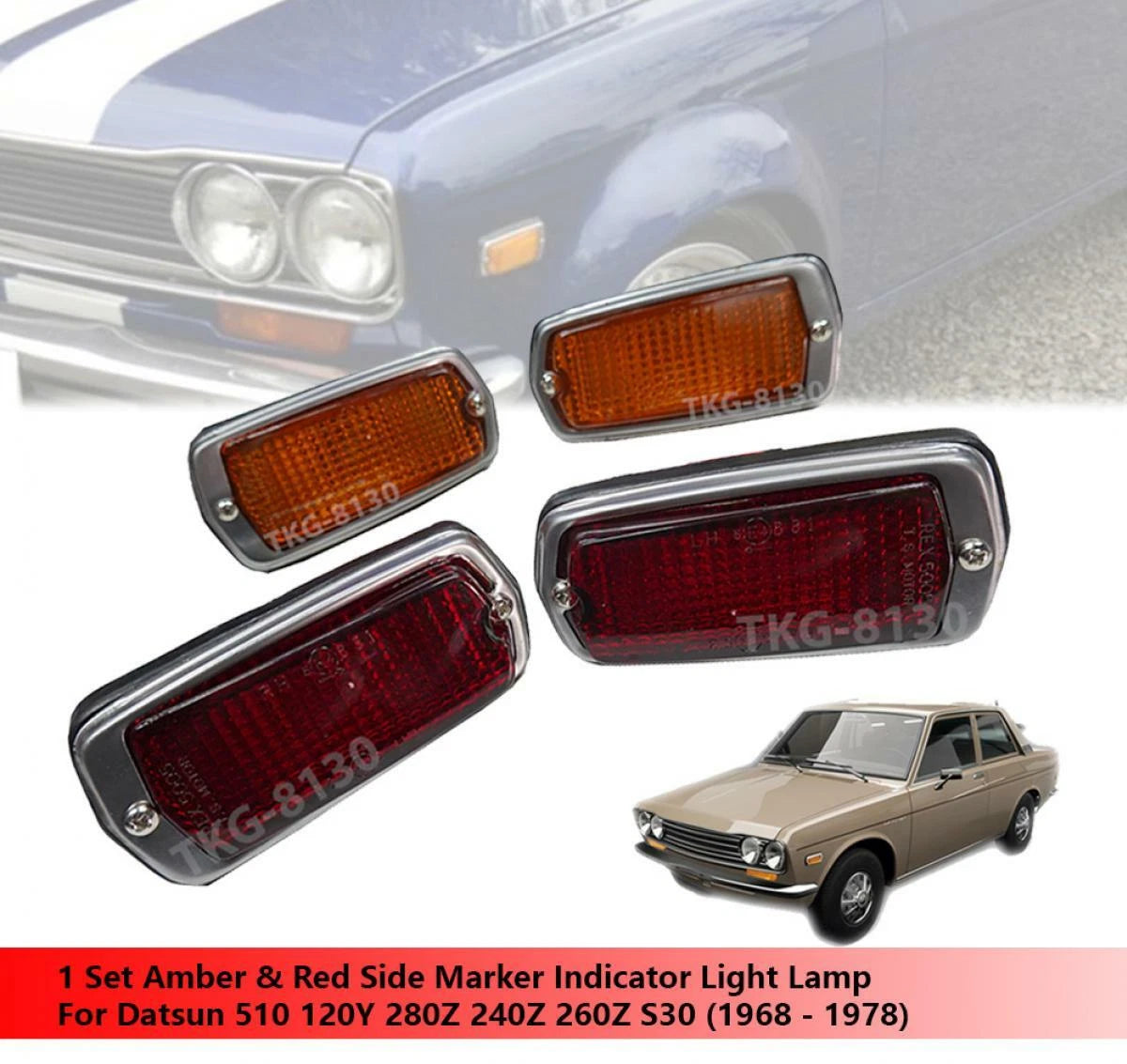 1 Set Side Marker Lights for Datsun 510 120Y 240Z 260Z 280Z (1968-1978)
