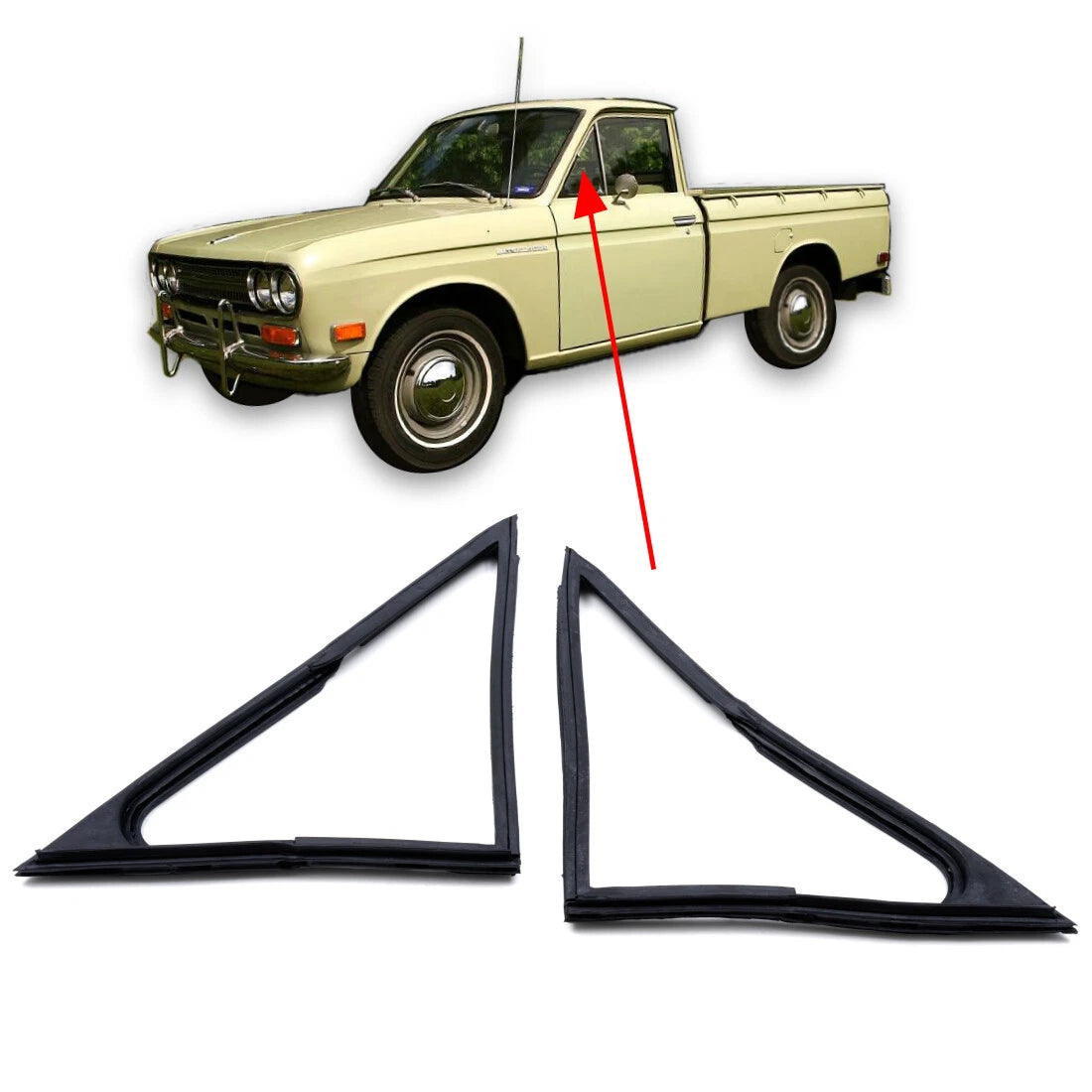 Door Vent Rubber Weatherstrip x2 for Nissan Datsun 1300 520/521 Ute 1965-1972