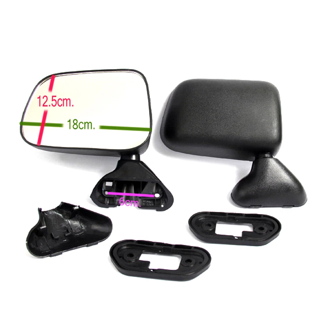 Black Door Mirrors x2 for Toyota Hilux 1988-1997