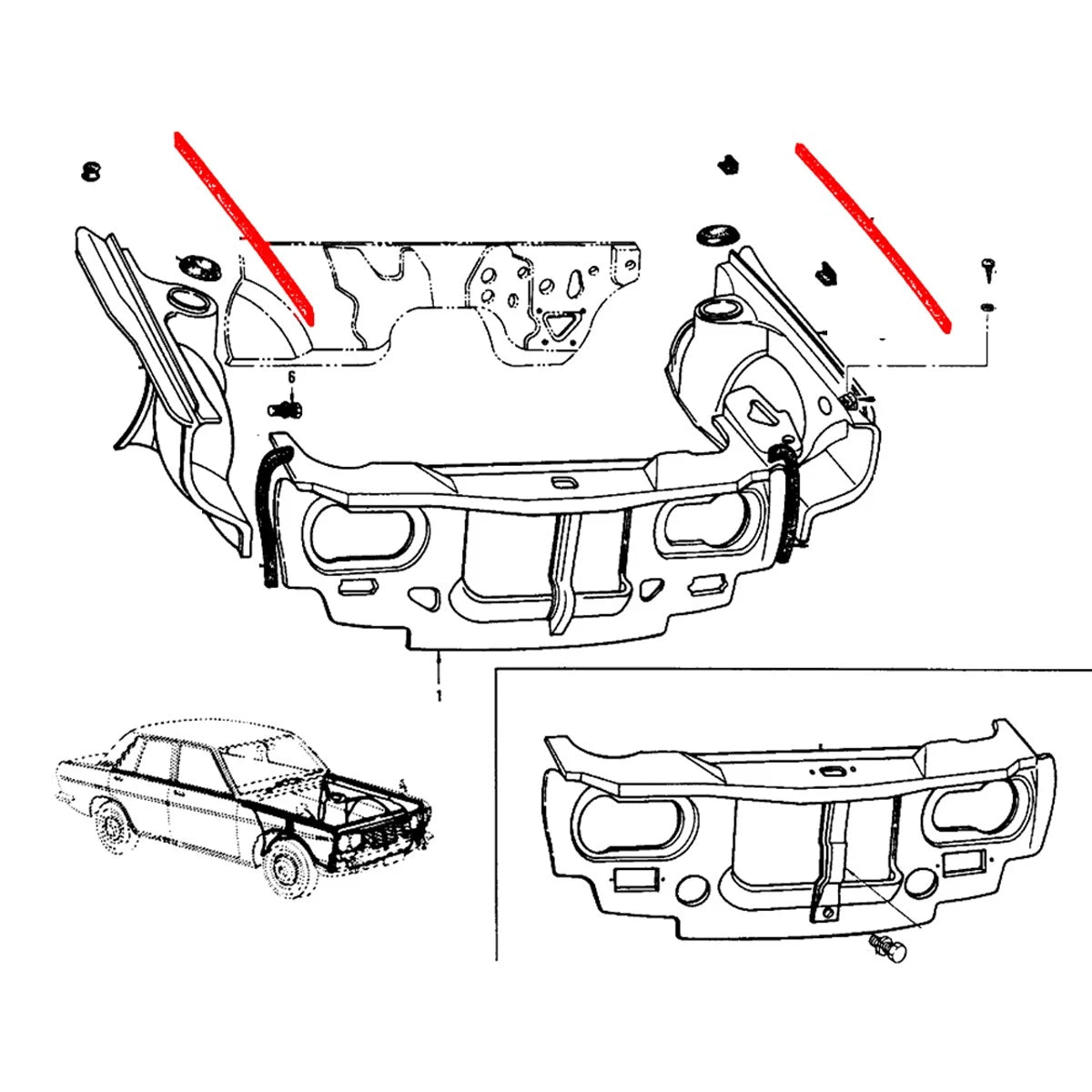 Fender Seal Weatherstrip Set for Nissan Datsun Bluebird Coupe 510 1600 1968-1973