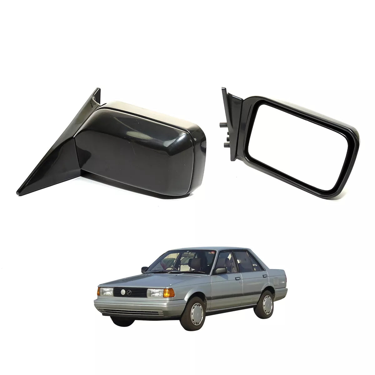Black Door Mirror x2 for Nissan Sunny Sentra B1x2 E Hatchback 1985-1990