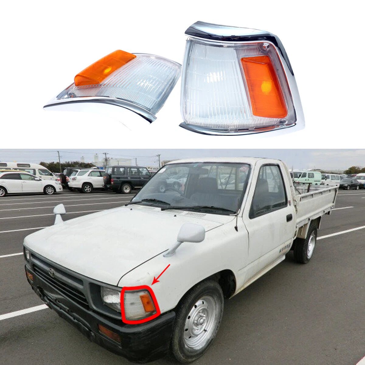 Chrome Corner Indicator Light for Toyota Hilux 1988-1991