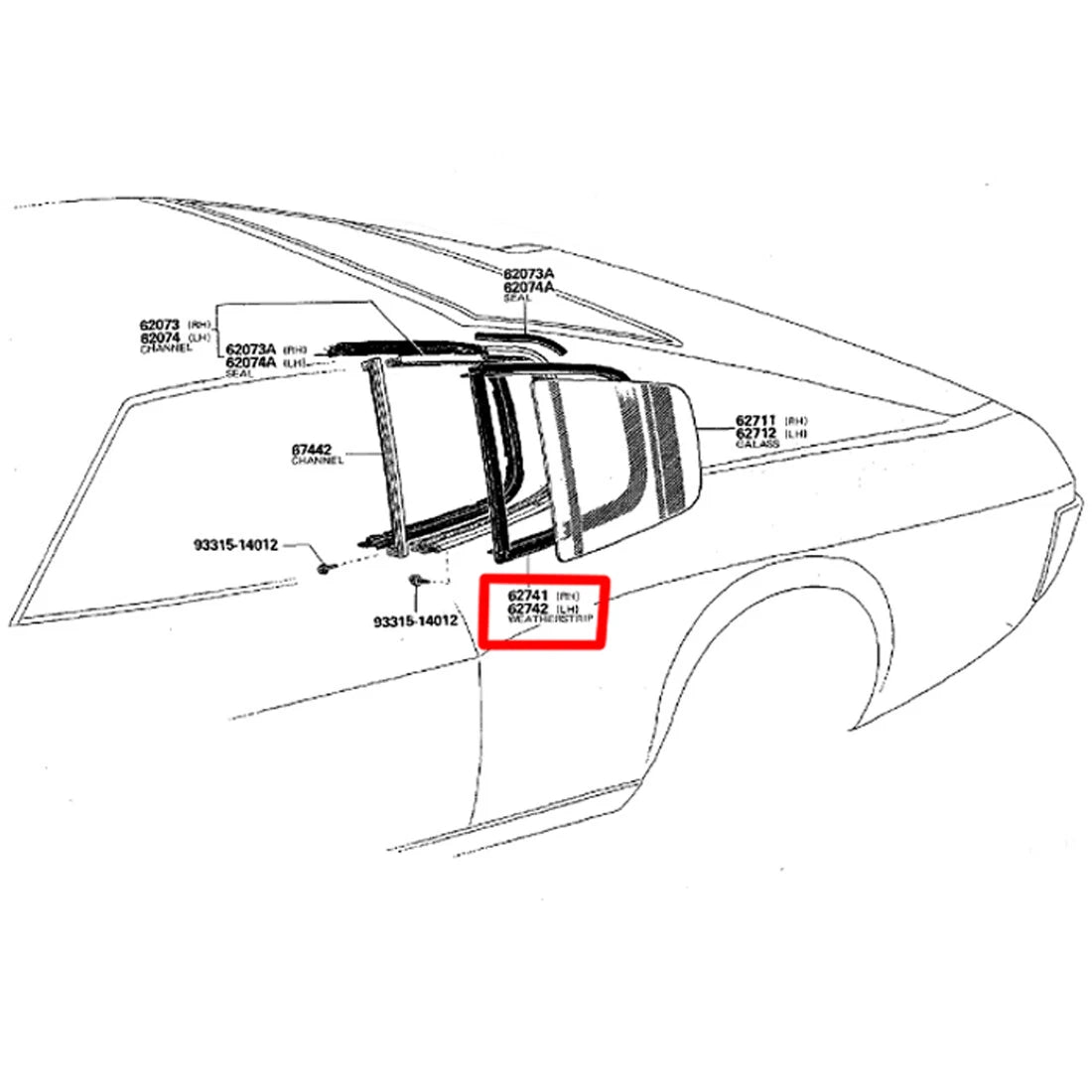 Quarter Window Weatherstrip Seal for Toyota Celica 1973-1977