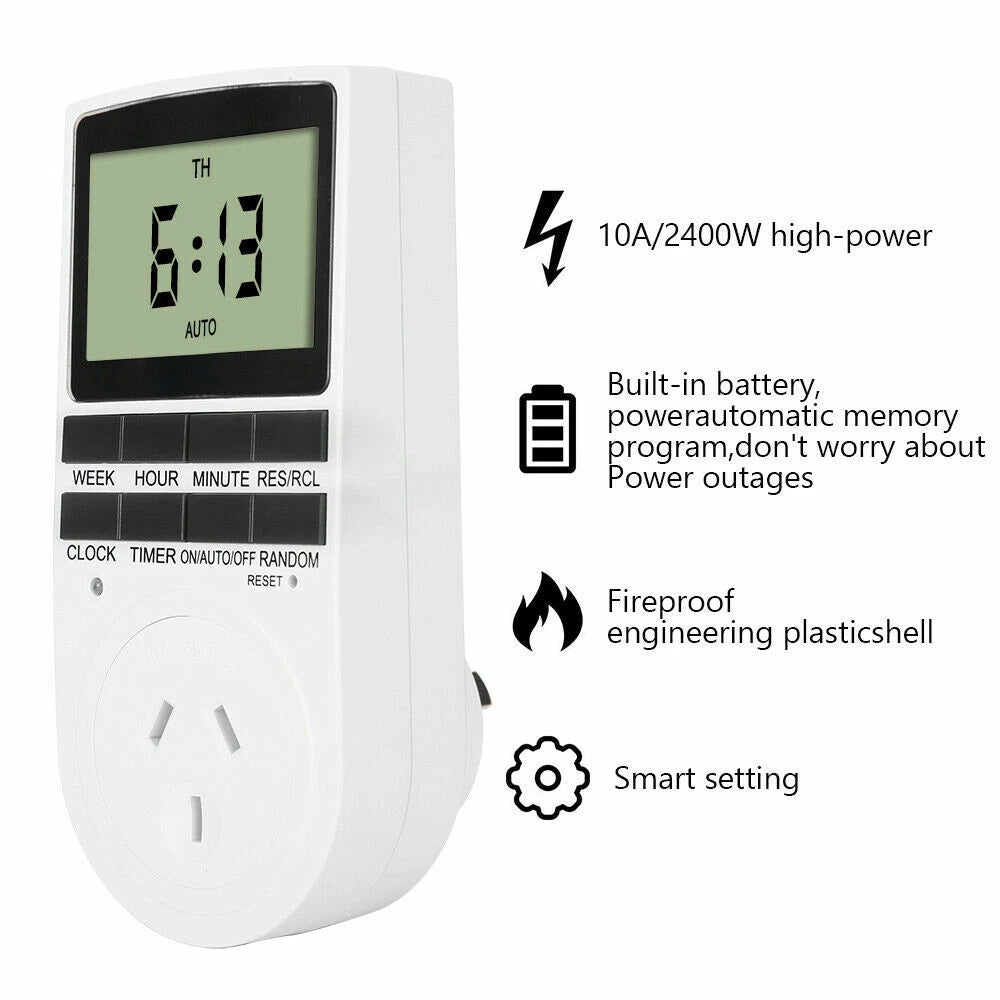2 x Digital Timer Switch Socket for Electric Programmable Power AU Plug (N/A)