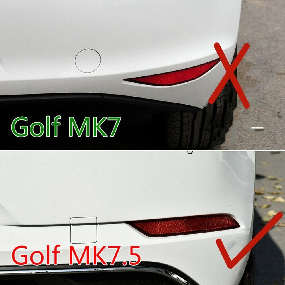 1 Pair Black Rear Bumper Fog Light Covers for VW Golf 7.5 (2016-2019)