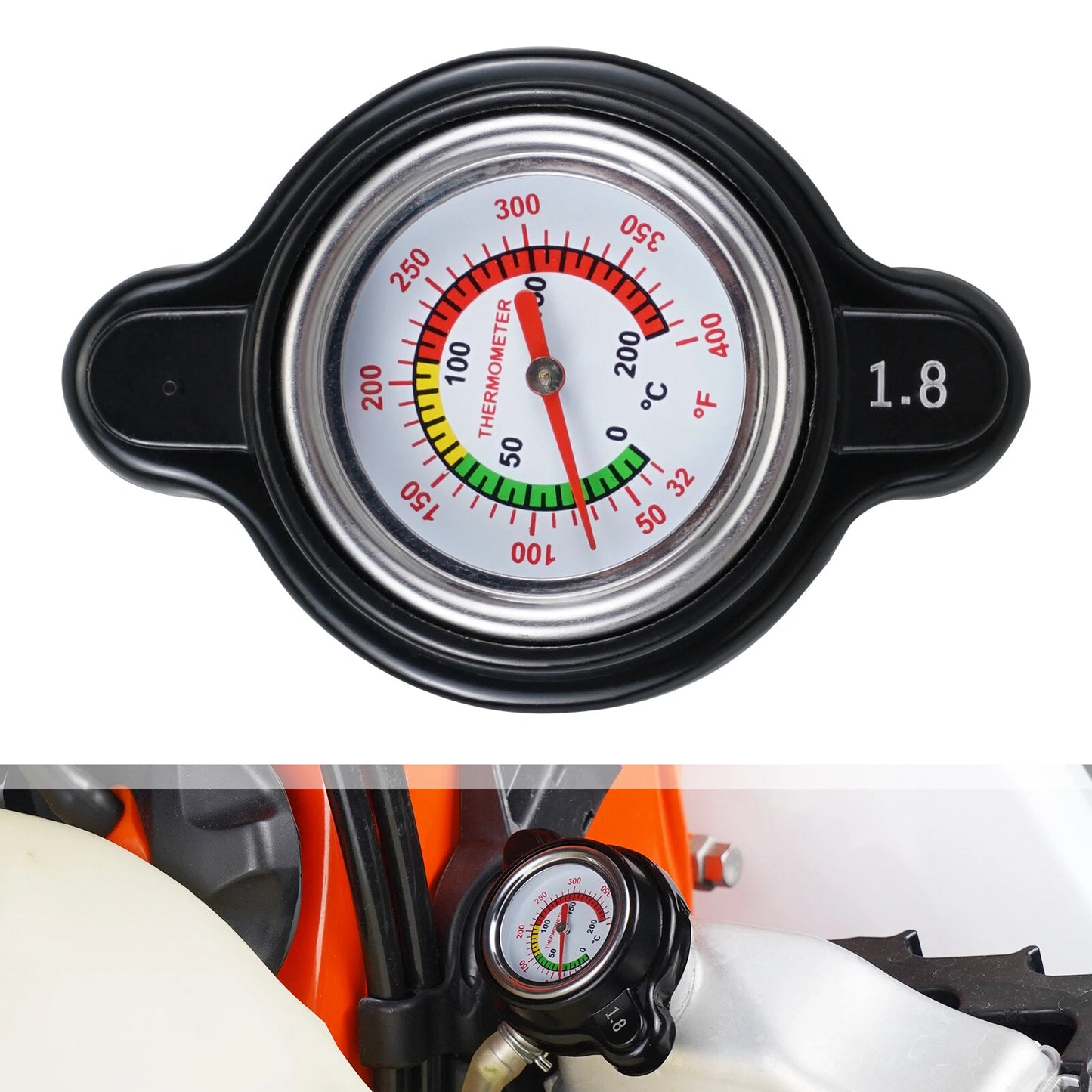 1.8 Bar Radiator Cap with Temp Gauge for Yamaha Raptor Kodiak Grizzly (2001-2023)