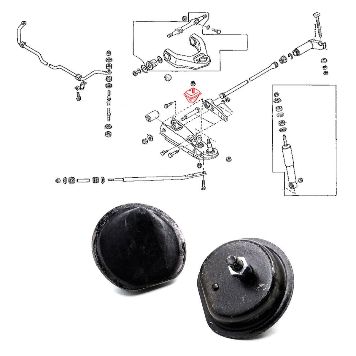 Lower Spring Bumper x2 for Nissan Navara D22 1997-2004