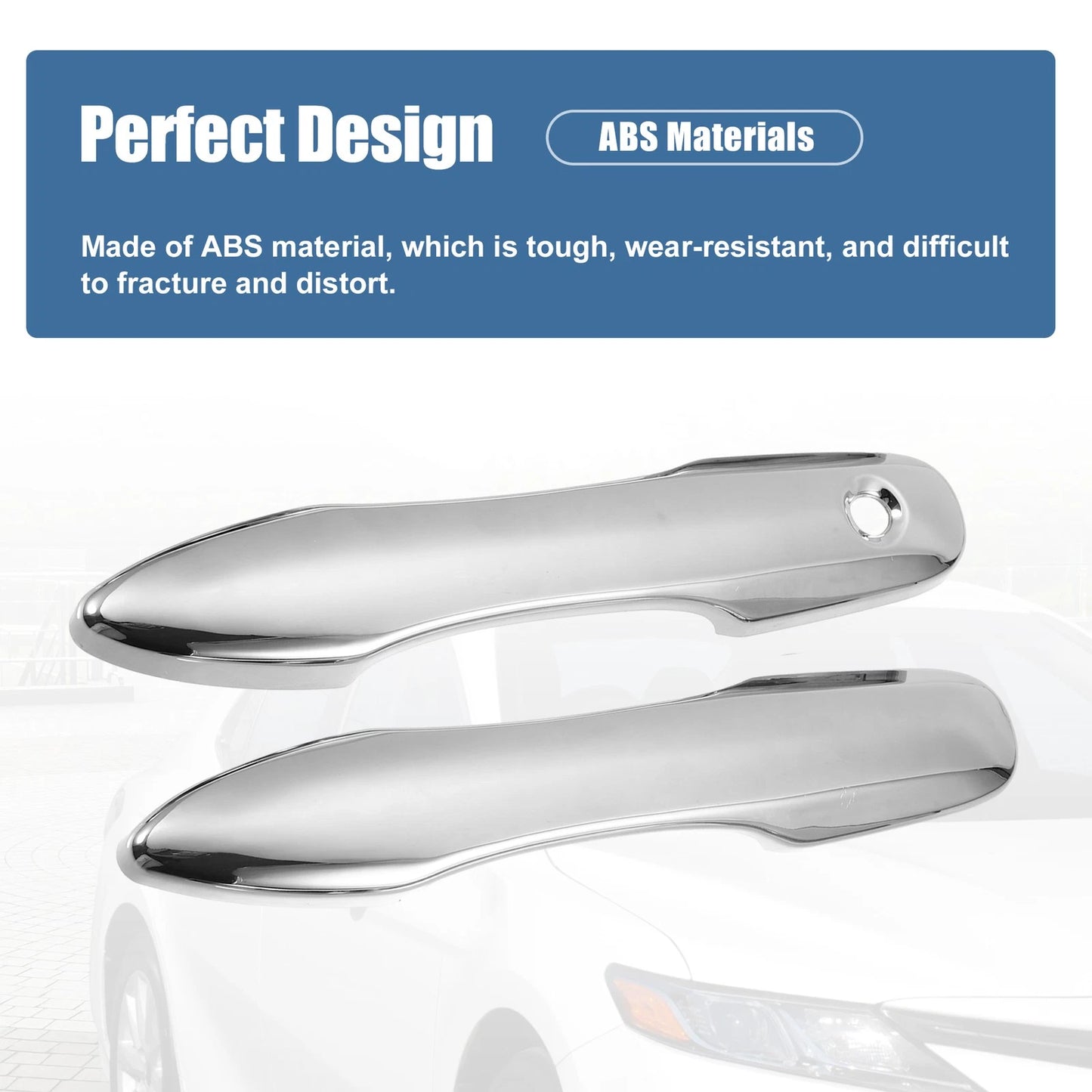 Automotive Door Handle Covers for Toyota Camry (2018-2023) Chrome Silver Tone