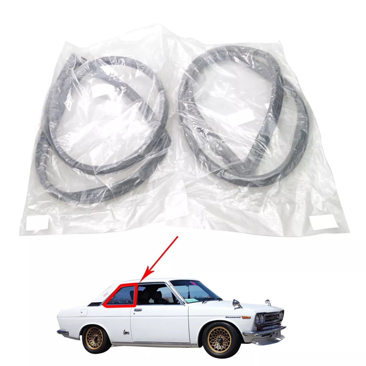Rear Side Window Weatherstrips for Nissan Datsun Bluebird 510 1600 Wagon 1968-1973