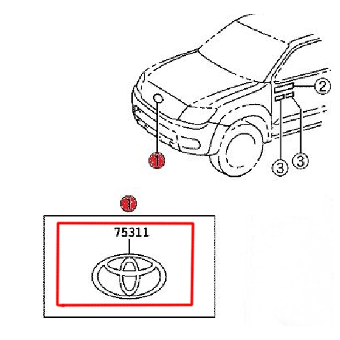 Front Grill Badge for Toyota Hilux Vigo/2004-2012 Genuine