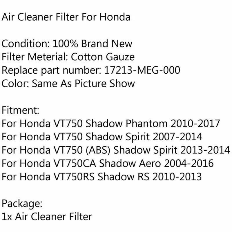 Air Filter for Honda VT 750 Shadow Aero Spirit Phantom (2004-2009)