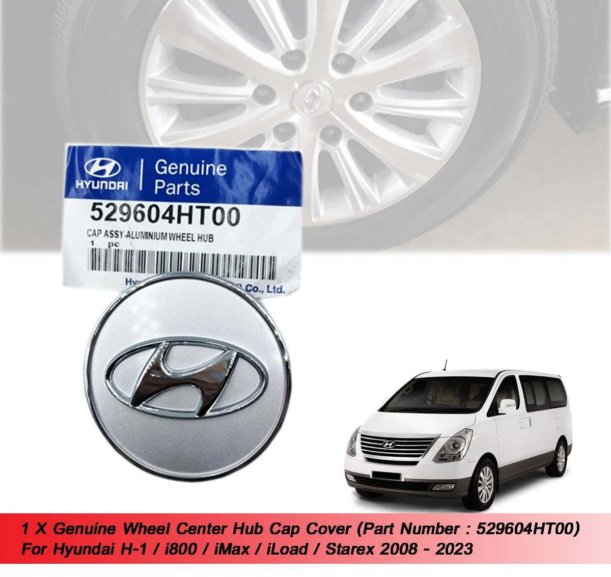1 x Wheel Hub Cap for Hyundai H1 i800 iMax iLoad Strarex (2008-2023)