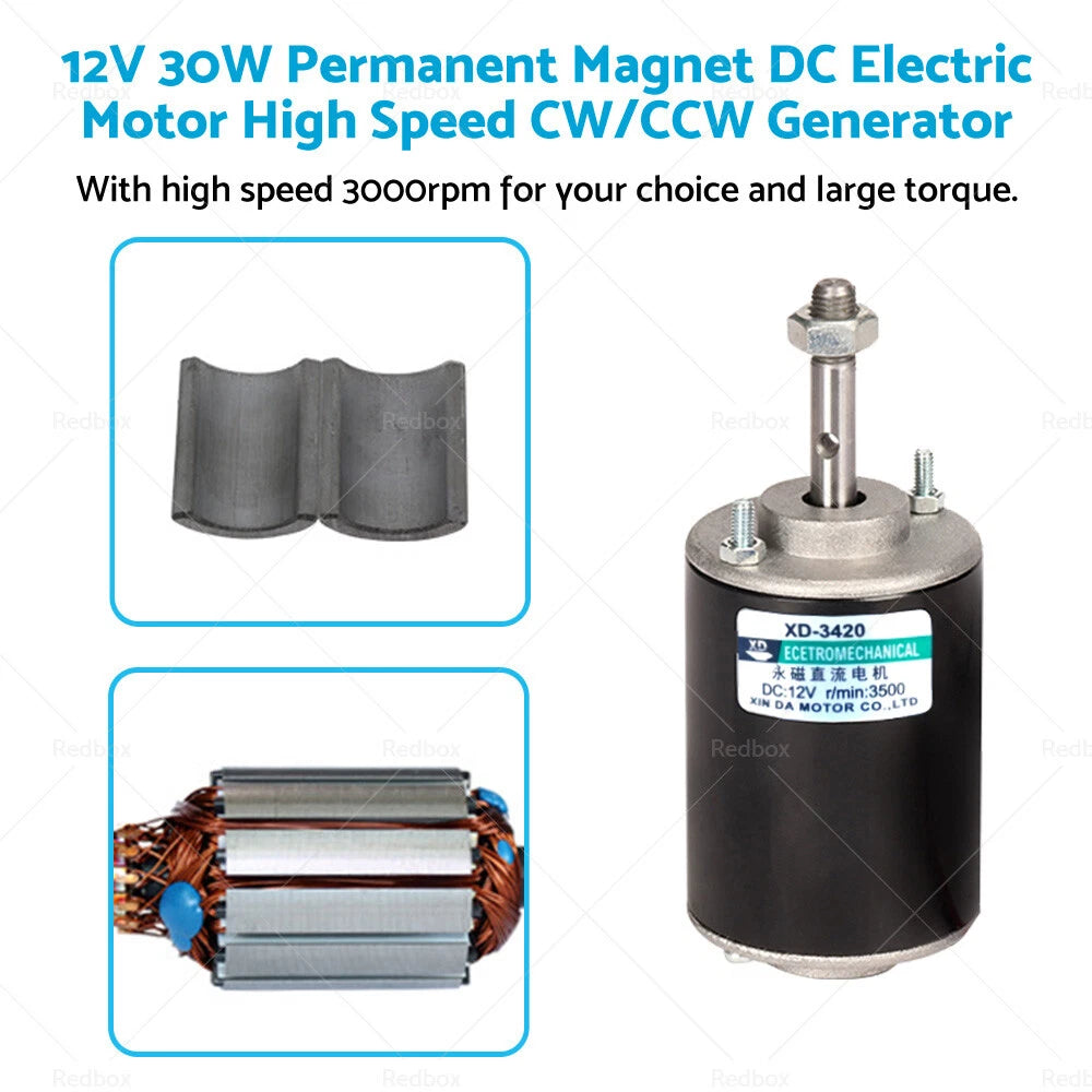 12V 30W DC Electric Motor Generator for High Speed Applications (2020-2023)