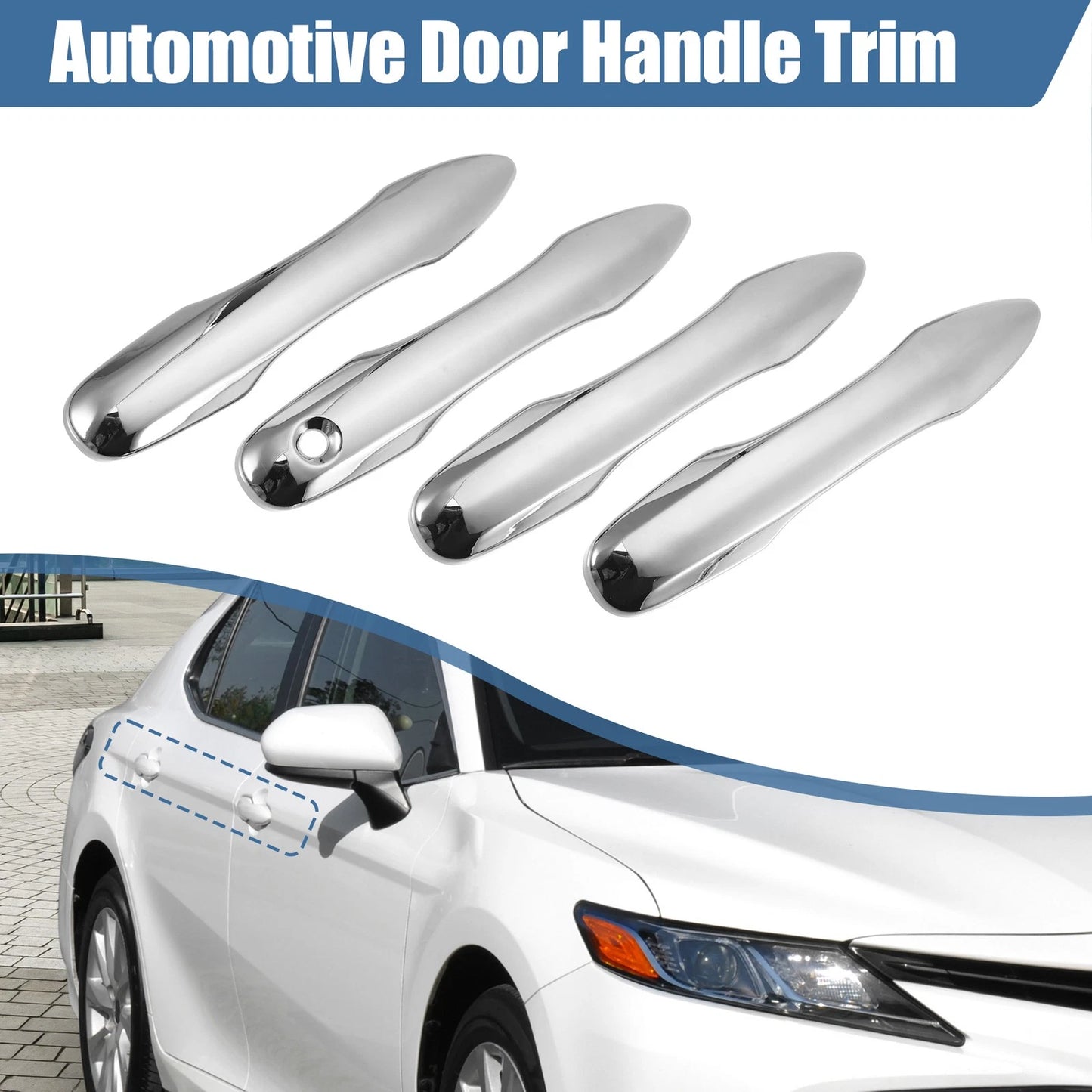 Automotive Door Handle Covers for Toyota Camry (2018-2023) Chrome Silver Tone