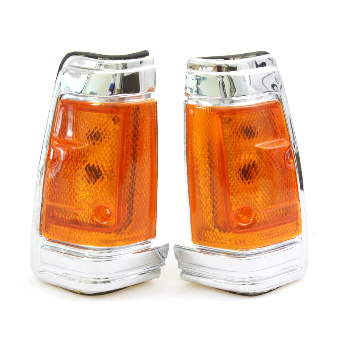 Front Signal Lights Chrome x2 for Nissan Datsun 720 1980-1989