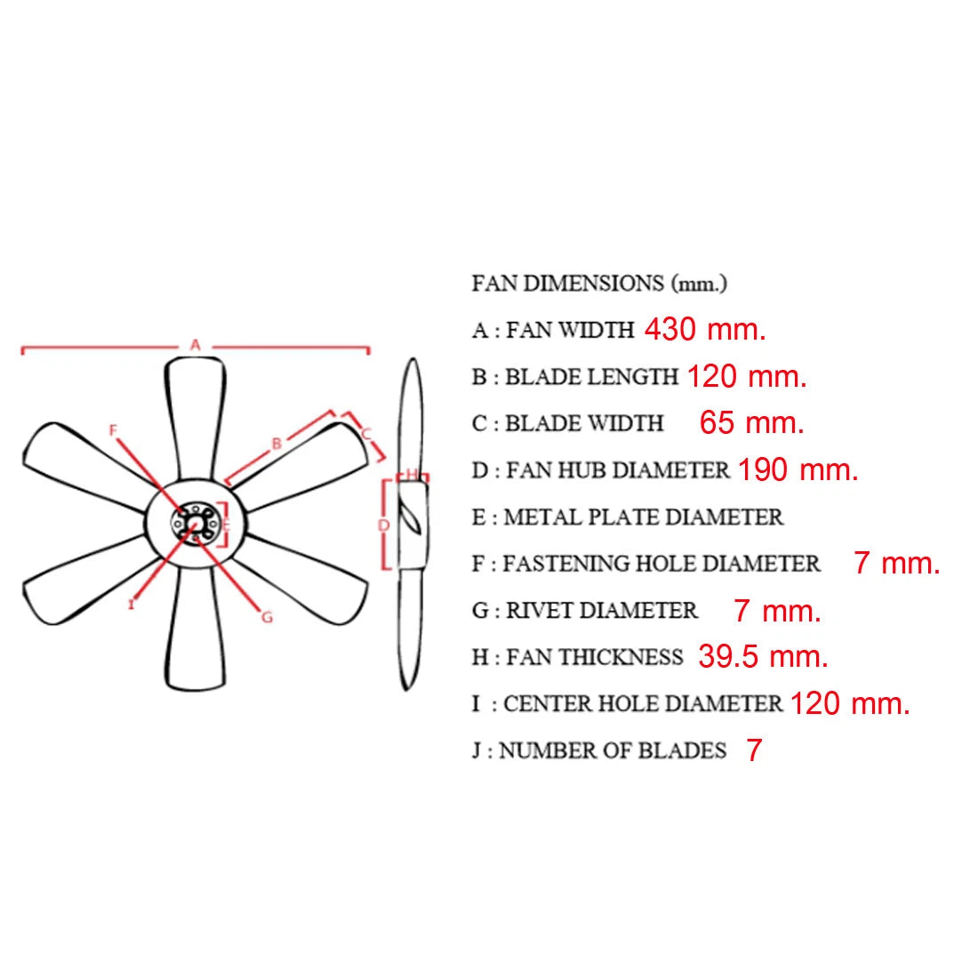 Radiator Cooling Fan for Nissan Urvan E24 Caravan Homy QD32 1993-2001