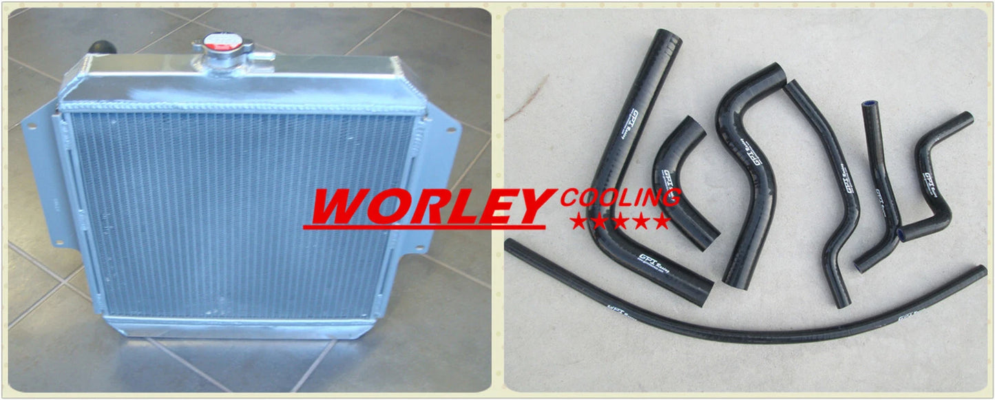Aluminum Radiator + Black Hoses for Suzuki Sierra 1.3 SJ413 (1981-1996)