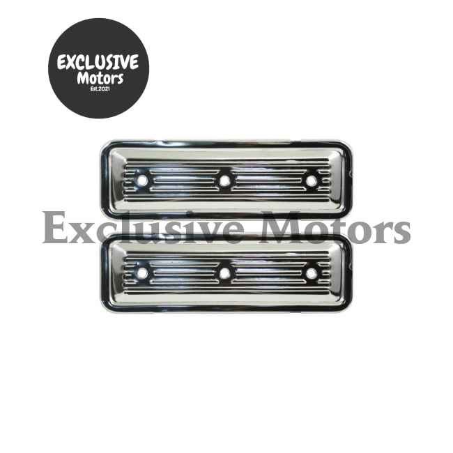 Side Plate Covers Chrome Finned for Holden 6cyl (1963-1984)