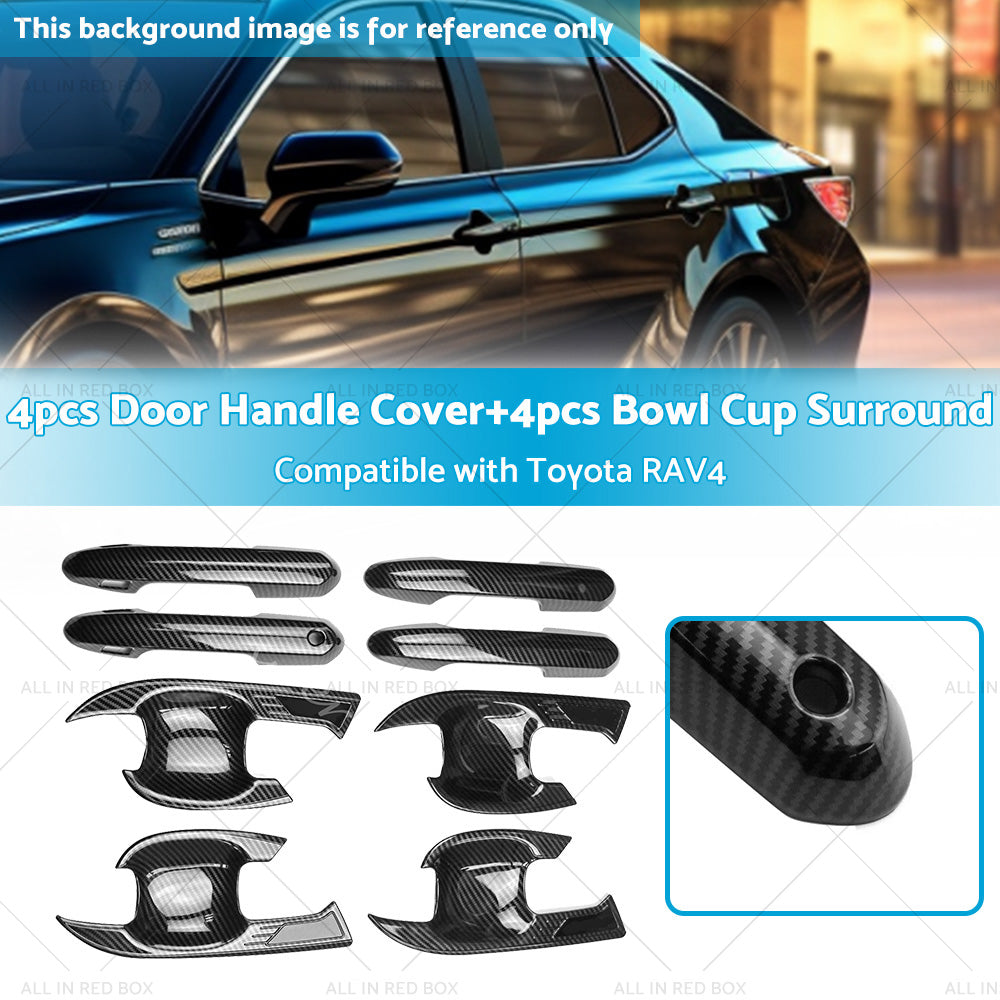 Carbon Fiber Door Handle Cover  Surrounds For Toyota RAV4 Hybrid Edge 2019-2023-2