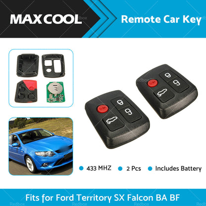 2PCS 4 Buttons 433MHz Remote Car Key For Ford Territory SX XR6 XR8 Falcon BA BF-1