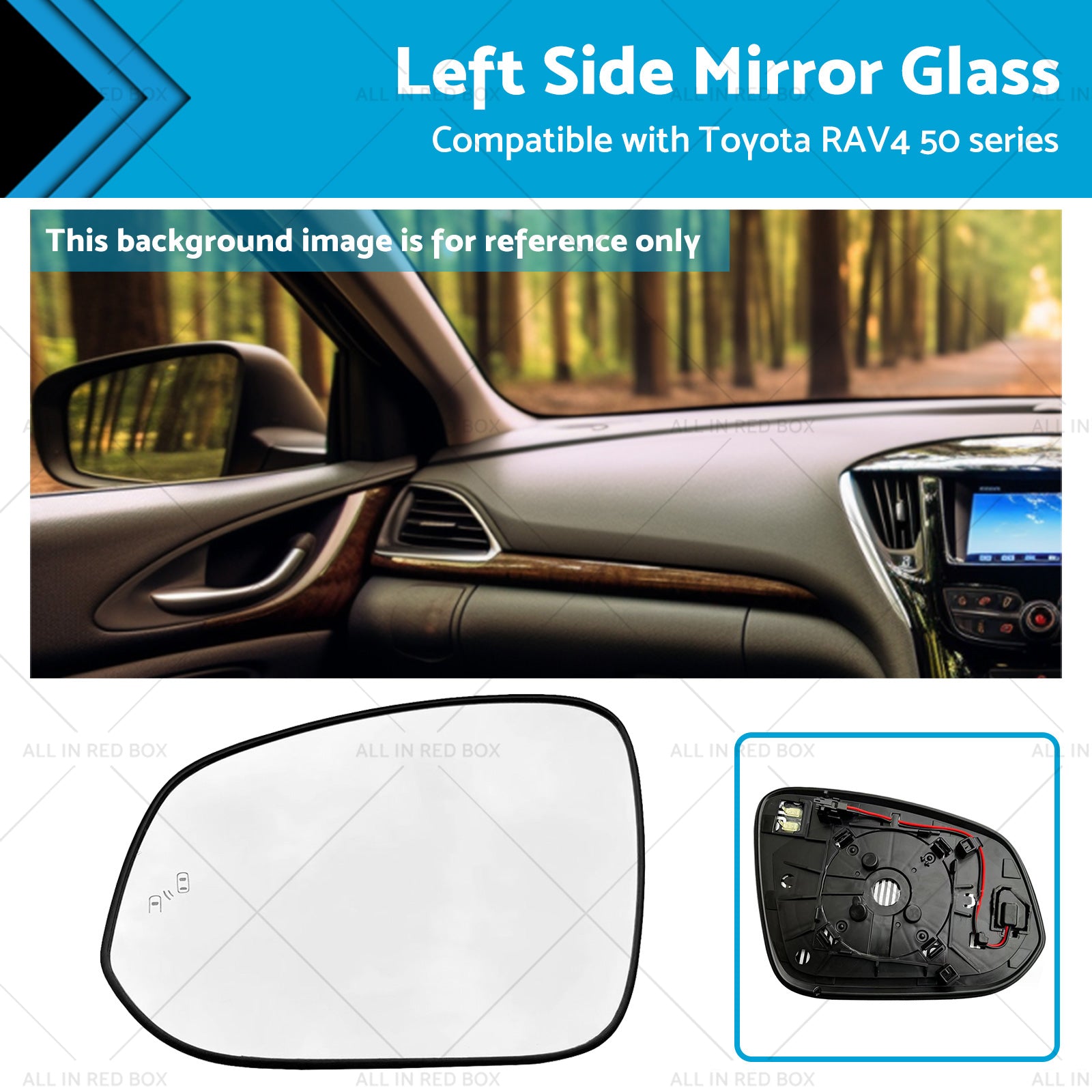 Left Passenger Side Mirror Glass Suitable for Toyota RAV4 2016-2018-0