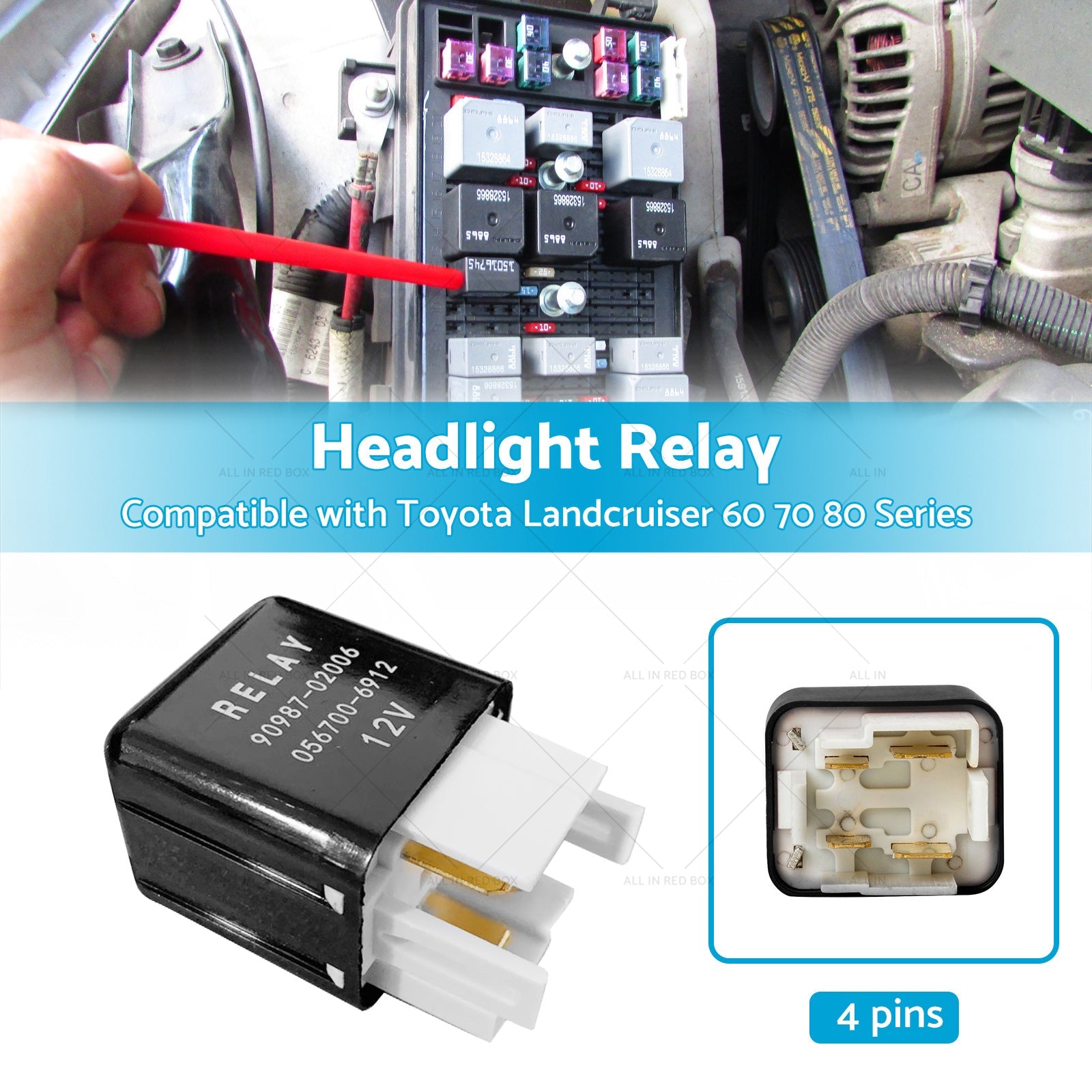 Headlight Relay 12V 4 Pins 90987-02006 Suitable For Toyota Landcruiser 60 70 80-2