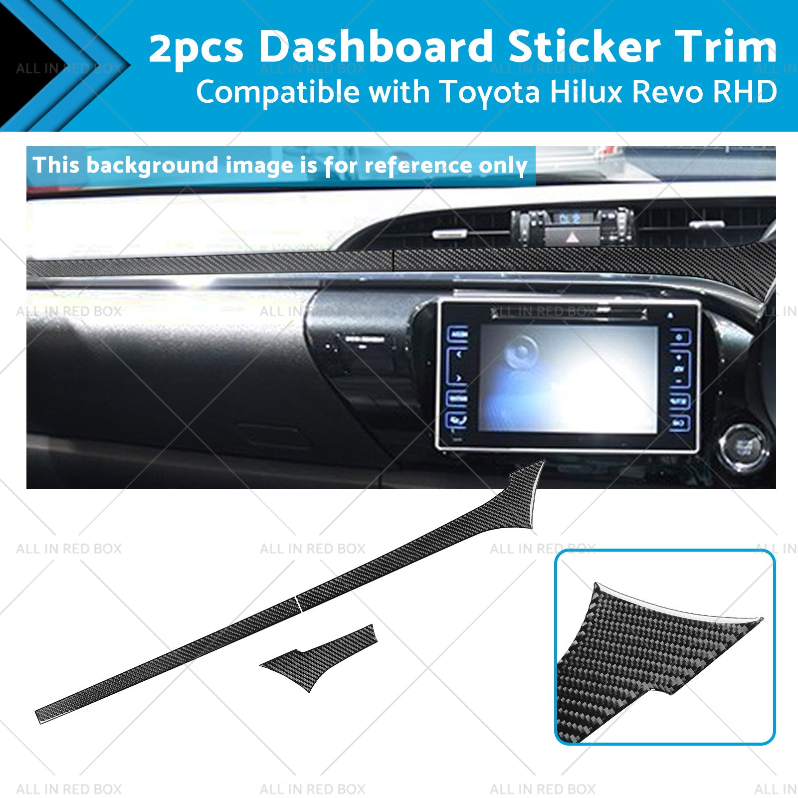 Carbon Fiber Dashboard Sticker Trim Suitable For Toyota Hilux Revo 2015-2023 RHD-0