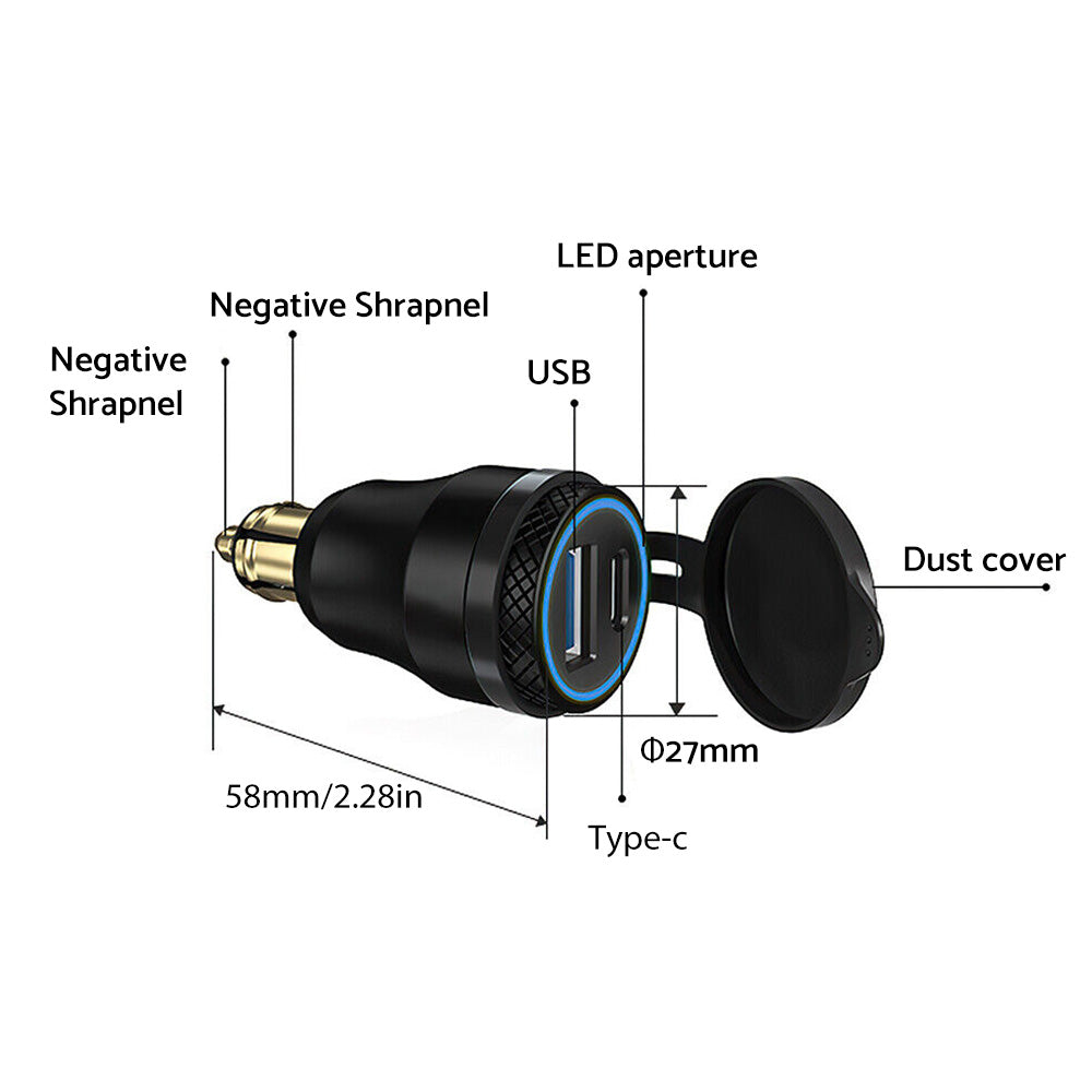 Dual USB Charger Hella DIN Type C Plug Socket Suitable For BMW Motorcycles / Ducati Motorcycles-4