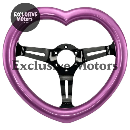 13" (330mm) Medium Heart Dish Sassy Pink Heart Black Chrome Spoke  (wood)