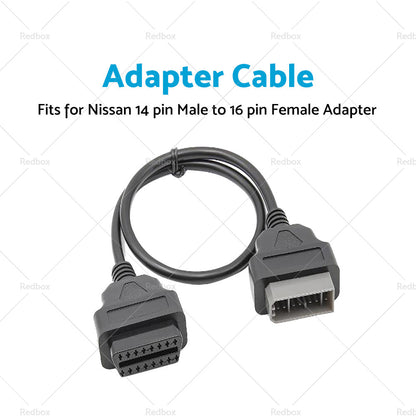 For Nissan 14 Pin OBD1 to 16 Pin OBD2 Car Diagnostic Connector Adapter Cable-3