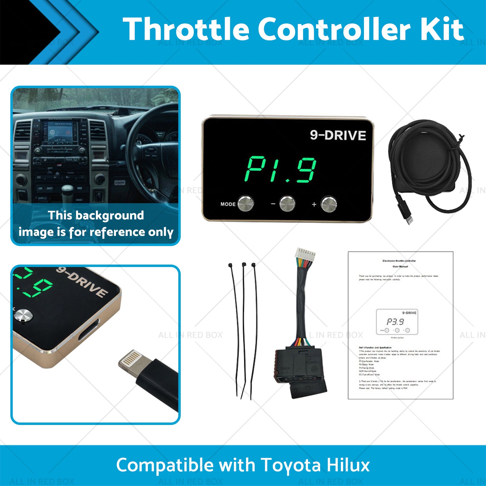 9 Mode EVC Throttle Controller Kit Suitable for Toyota Hilux V6 2WD & 4WD 05-15-2