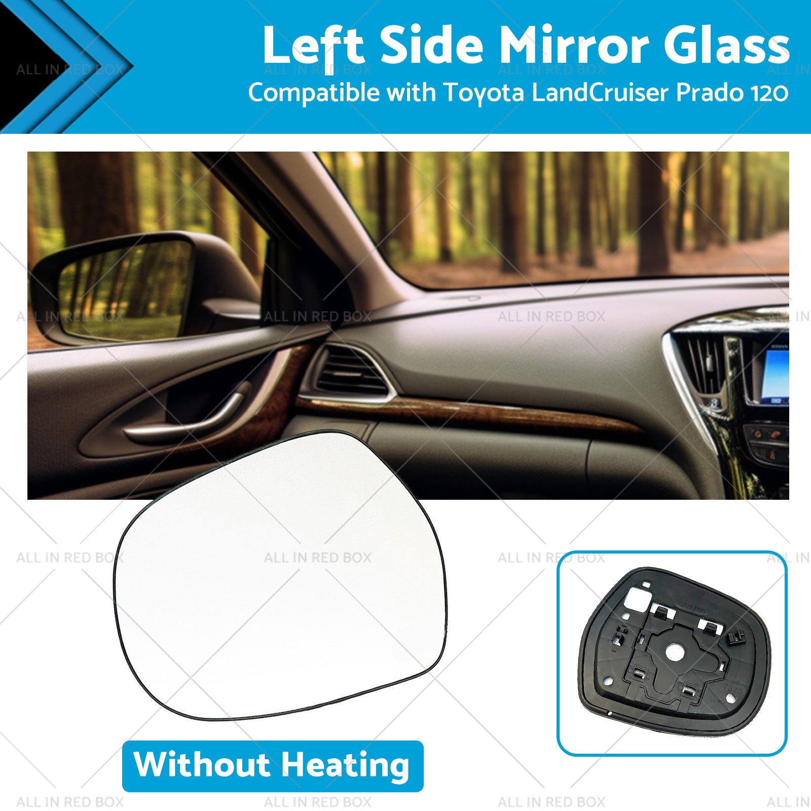 Left side Mirror Glass Suitable for Toyota LandCruiser Prado 120 03-09 NO Heated-0