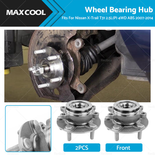 2PCS Front Wheel Bearing Hub Fits For Nissan X-Trail T31 2. 5L P  4WD ABS 07-14-0