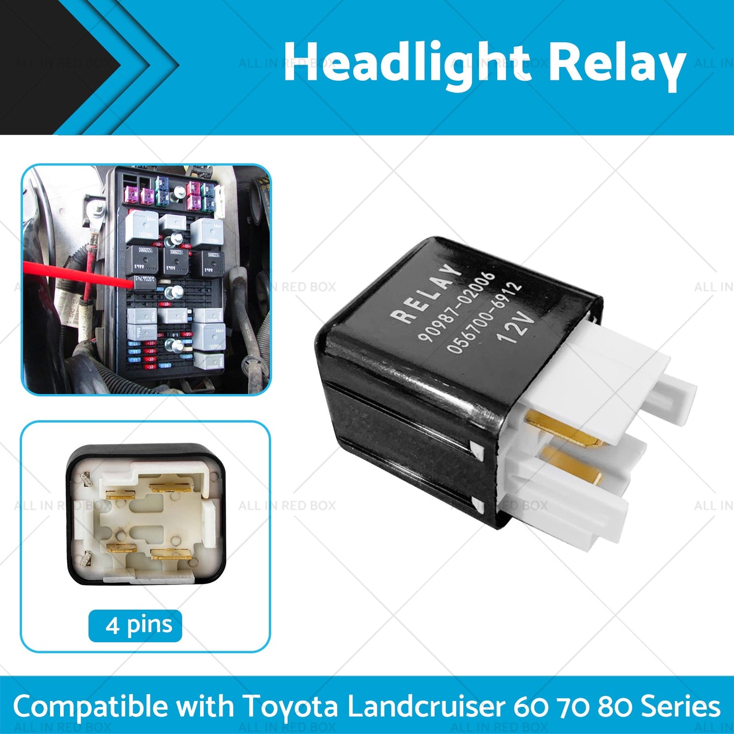 Headlight Relay 12V 4 Pins 90987-02006 Suitable For Toyota Landcruiser 60 70 80-1