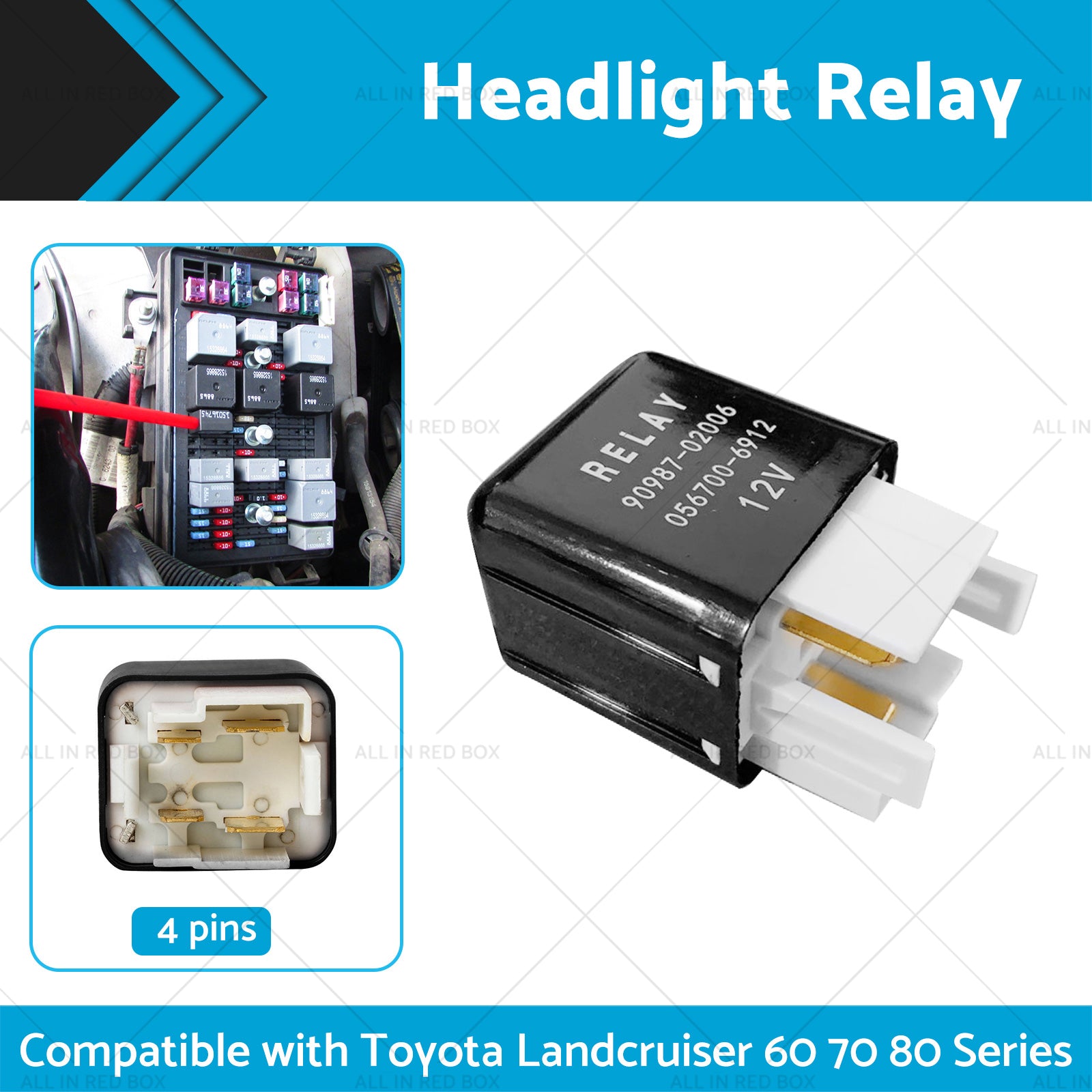 Headlight Relay 12V 4 Pins 90987-02006 Suitable For Toyota Landcruiser 60 70 80-1