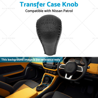 1PCS Black Leather Transfer Case Knob Suitable for Nissan Patrol GU Y61 GQ Y62-4